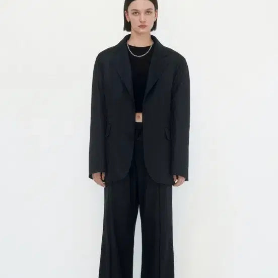 [BUNJANG] Trimming Bird Black Suit Jacket / 트리밍버드 슈트 셋업 자켓 블랙
