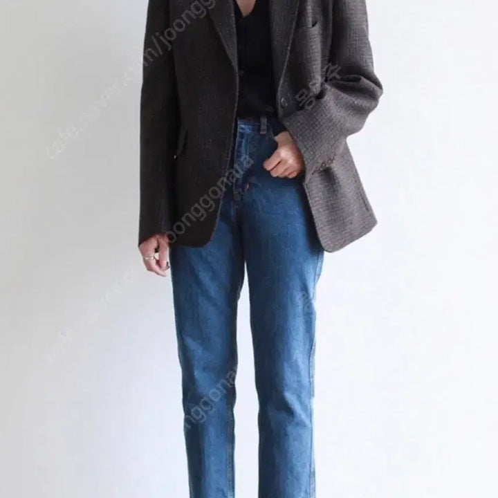 [BUNJANG] Avec Moi Brown Check Wool Jacket / 아베크모아이 브라운 체크 울 자켓