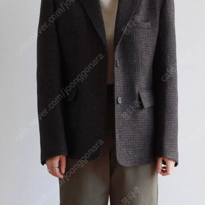 [BUNJANG] Avec Moi Brown Check Wool Jacket / 아베크모아이 브라운 체크 울 자켓