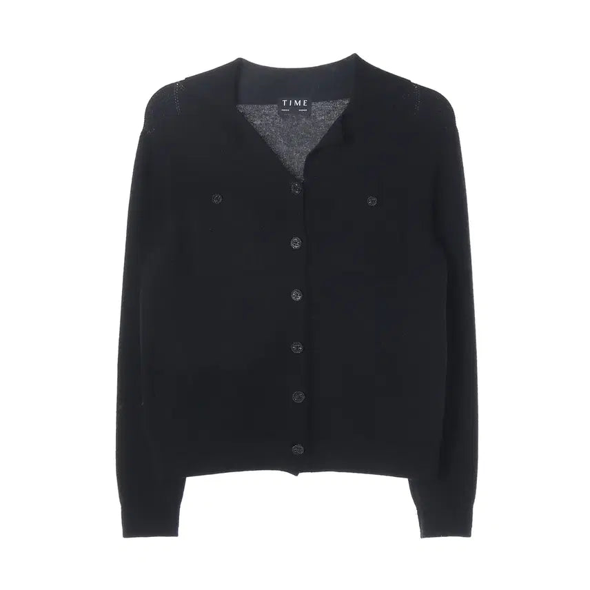 [BUNJANG] Time 21FW Wool 100% Black Knit Cardigan / 타임 21FW 울 100% 블랙 니트 가디건