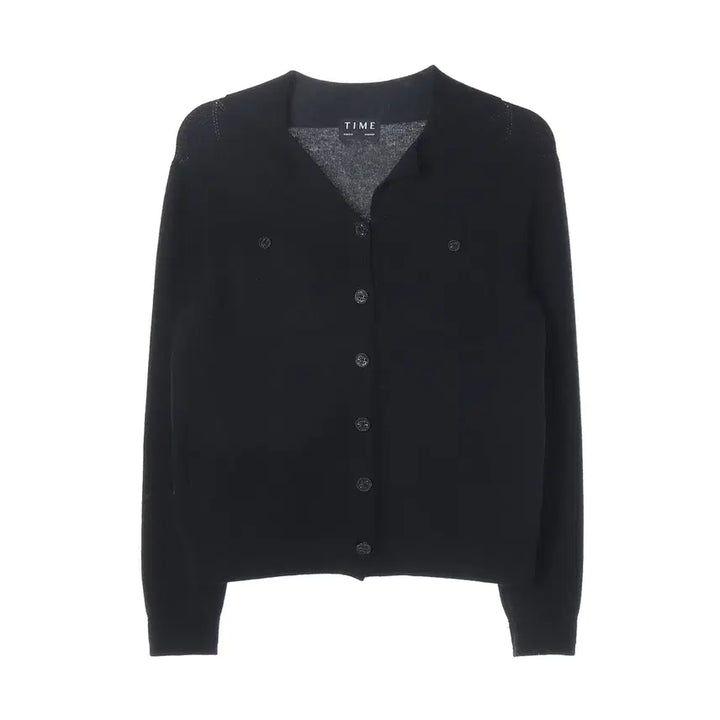 [BUNJANG] Time 21FW Wool 100% Black Knit Cardigan / 타임 21FW 울 100% 블랙 니트 가디건