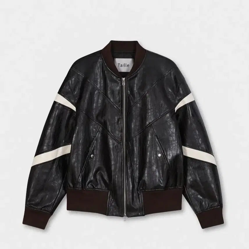 [BUNJANG] Taille Two-Tone Leather Blouson Brown / 타일레 투톤 레더 블루종 브라운