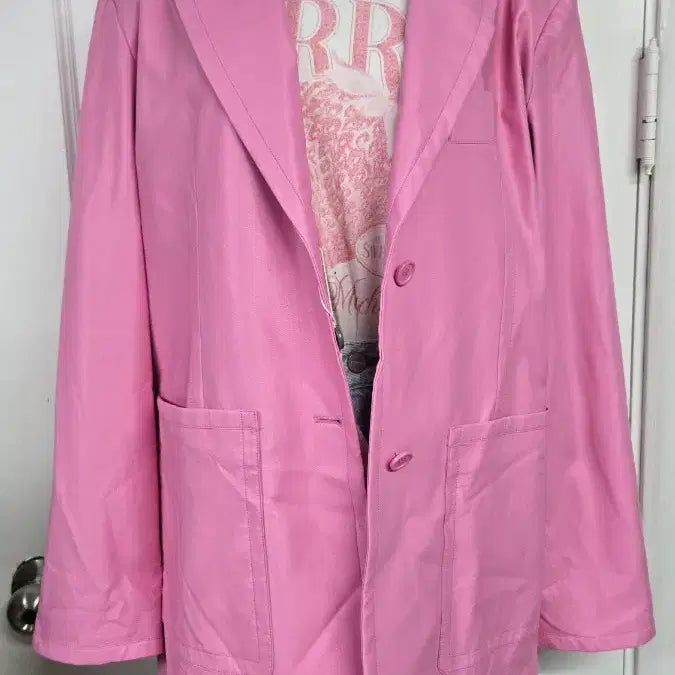 [BUNJANG] Stand Studio Keeva Blazer - Bubblegum Pink Faux Leather Jacket / 스탠드 스튜디오 키바 블레이저