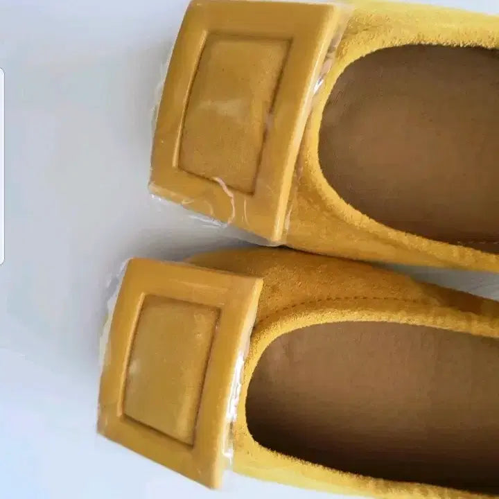 [BUNJANG] Suede Loafers (Mustard Yellow) / 스웨이드 단화 (새제품/235)