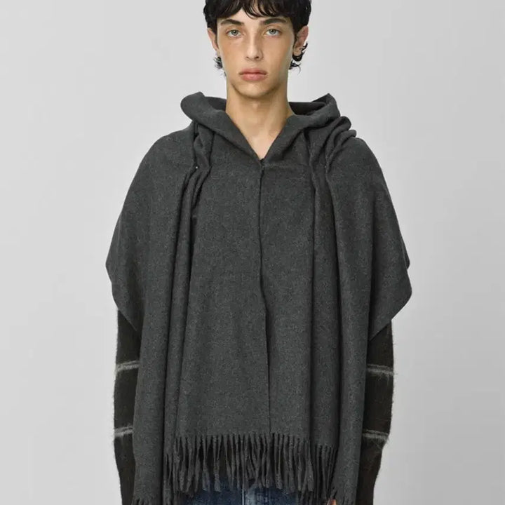 [BUNJANG] Milo Archive Three Way Double Snap Drape Muffler Charcoal / 밀로아카이브 쓰리 웨이 더블 스냅 드레이프 머플러 차콜