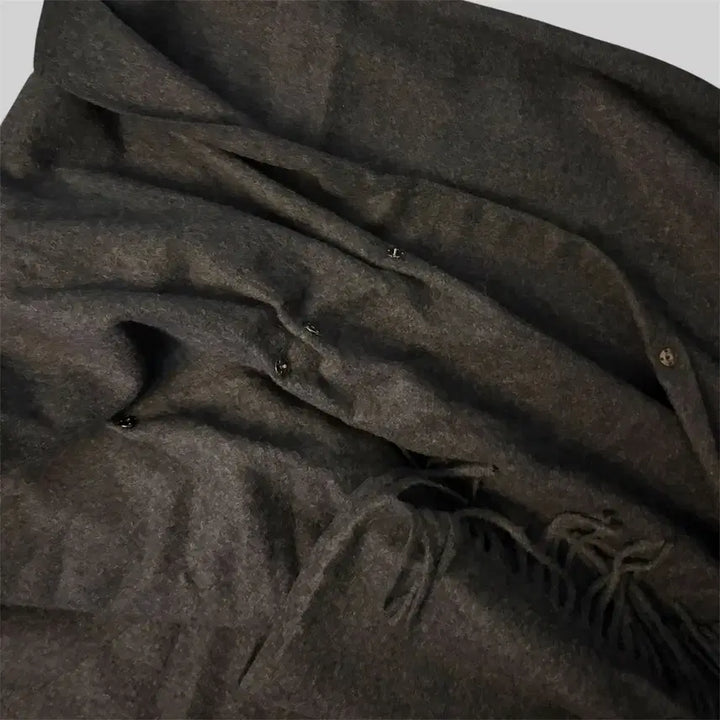 [BUNJANG] Milo Archive Three Way Double Snap Drape Muffler Charcoal / 밀로아카이브 쓰리 웨이 더블 스냅 드레이프 머플러 차콜