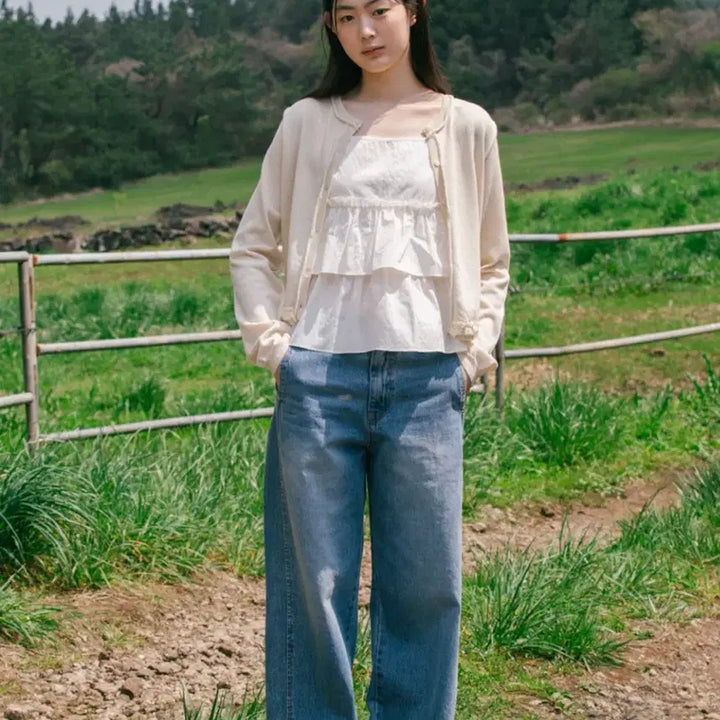 [BUNJANG] OHEHIO Slash Frill Cardigan Cream / 오헤시오 SLASH FRILL CARDIGAN 크림