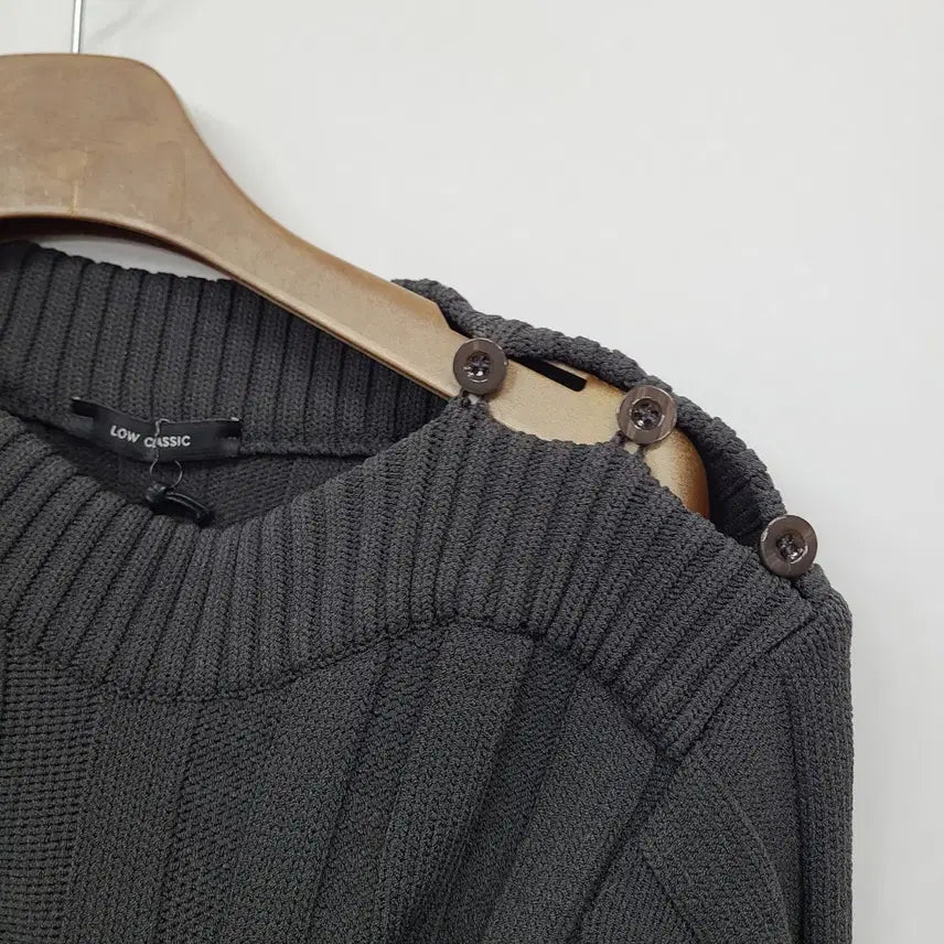 [BUNJANG] Low Classic Boat Neck Charcoal Ribbed Knit Top / 로우클래식 보트넥 차콜 골지 니트 긴팔/S/앨리스/486
