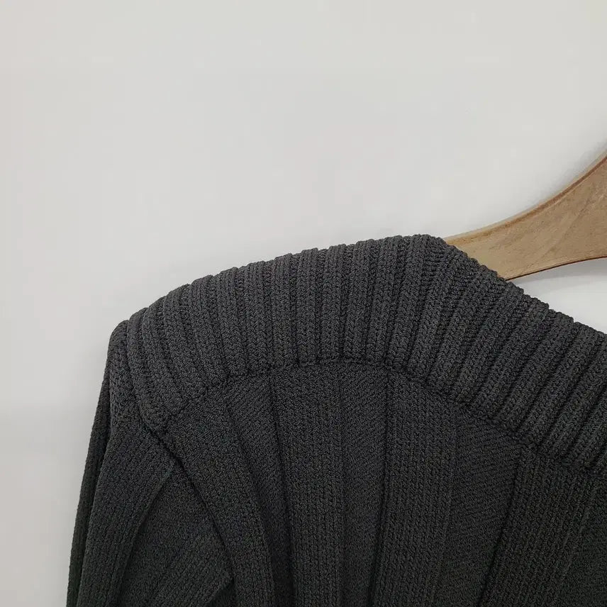 [BUNJANG] Low Classic Boat Neck Charcoal Ribbed Knit Top / 로우클래식 보트넥 차콜 골지 니트 긴팔/S/앨리스/486