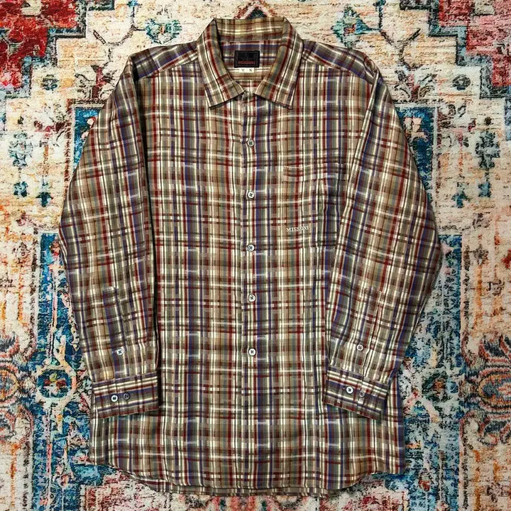 [BUNJANG] Missoni 80s Embroidered Logo Check Flannel Shirt / [L] 80s 미쏘니 자수로고 체크 셔츠