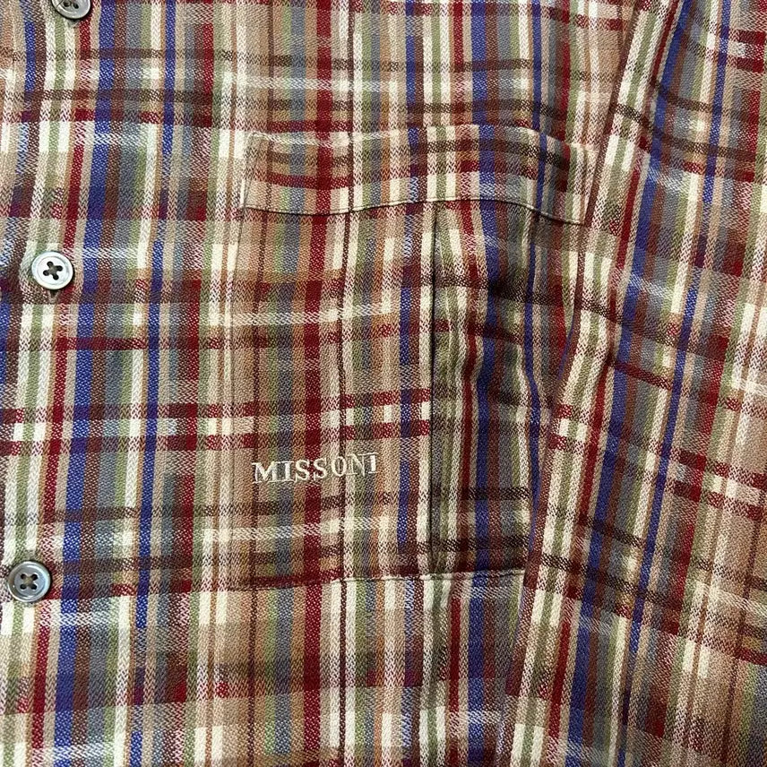 [BUNJANG] Missoni 80s Embroidered Logo Check Flannel Shirt / [L] 80s 미쏘니 자수로고 체크 셔츠