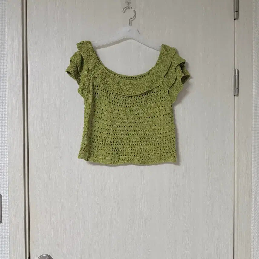 [BUNJANG] Reine Pistachio Crochet Knit Top / 렌느 reine 피스타치오 크로셰 니트 탑