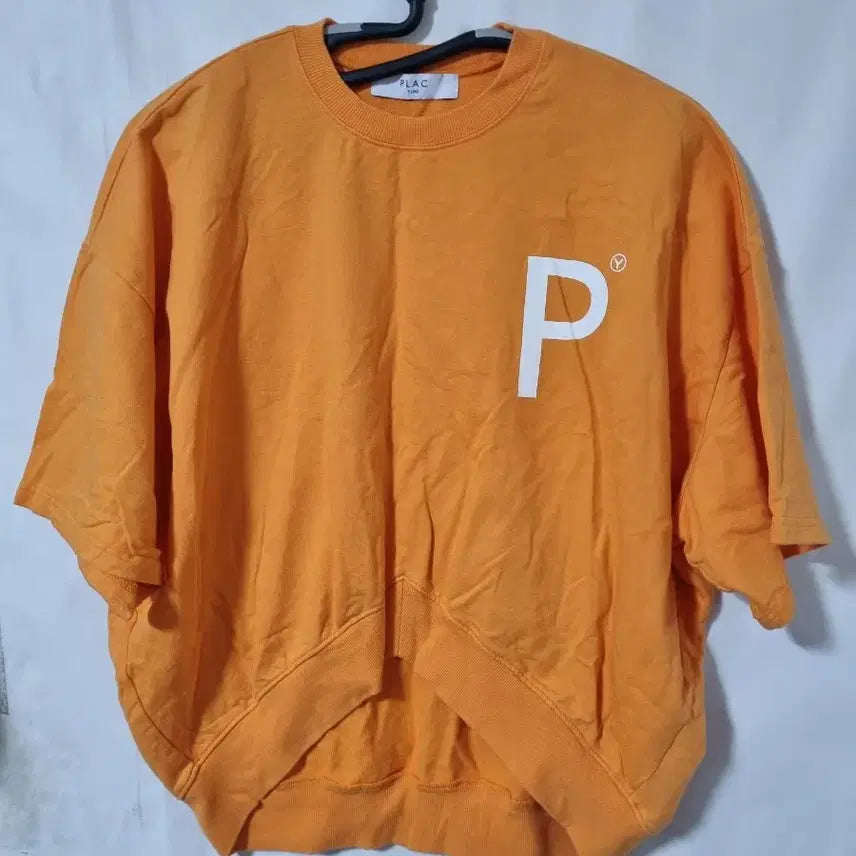 [BUNJANG] PLAC YLINE Asymmetric Cotton T-shirt Orange / PLAC YLINE 면 반팔 비대칭 티셔츠 오렌지 미착용