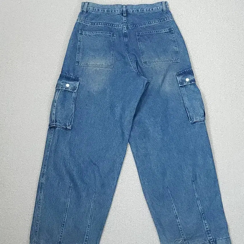 [BUNJANG] (M)MOLE Denim Cargo Wide Pants / (M)MOLE 남자 워싱 데님 카고 와이드 팬츠 청바지 H20W3044