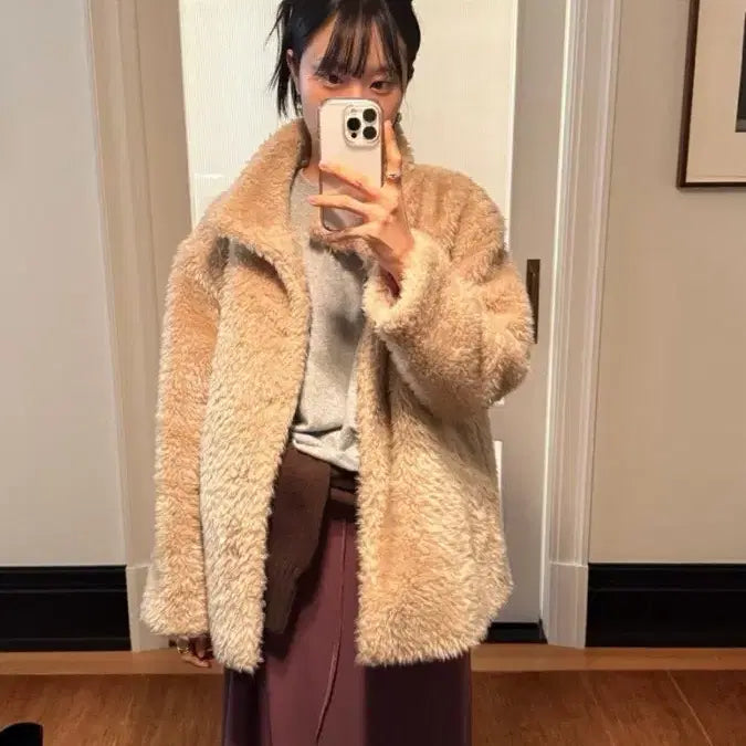 [BUNJANG] Arto Baby Bear Fur Jacket Beige / 아르토 baby bear fur jacket beige