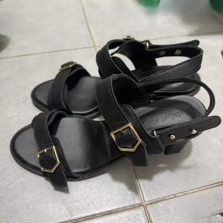 [BUNJANG] Giselle Shoes Black Sandals 6cm Heel 250mm / 지젤슈즈 블랙 샌들 6cm 250mm