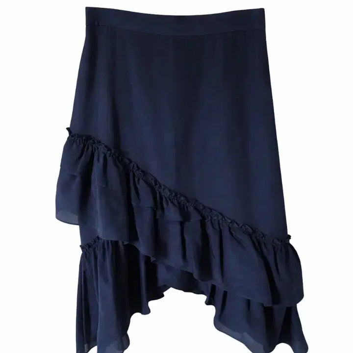 [BUNJANG] Club Monaco Asymmetrical Ruffle Midi Skirt / 가격인하|하객룩 언발 러플 미디스커트 55|네이비 (클럽모나코)