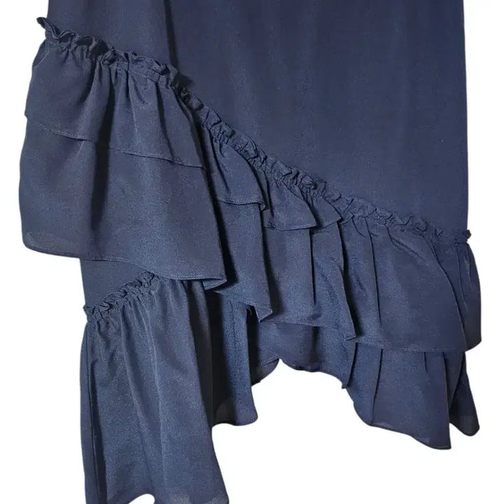 [BUNJANG] Club Monaco Asymmetrical Ruffle Midi Skirt / 가격인하|하객룩 언발 러플 미디스커트 55|네이비 (클럽모나코)