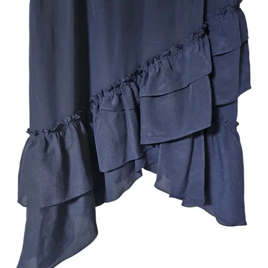 [BUNJANG] Club Monaco Asymmetrical Ruffle Midi Skirt / 가격인하|하객룩 언발 러플 미디스커트 55|네이비 (클럽모나코)