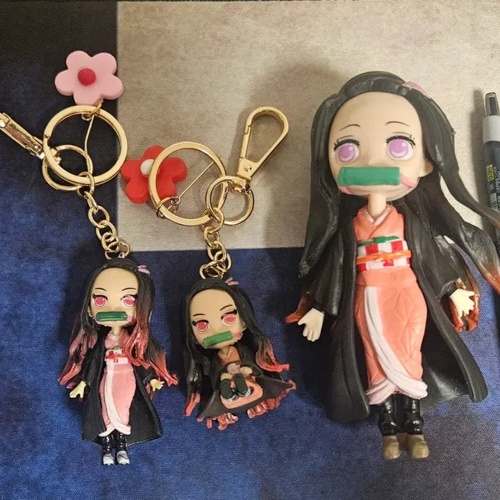 [BUNJANG] Demon Slayer: Kimetsu no Yaiba Nezuko Figure &amp; Keyring Set / 귀멸의칼날 네즈코