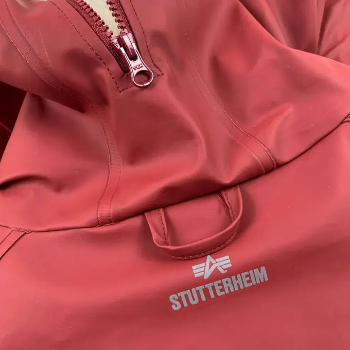 [BUNJANG] Alpha Industries x Stutterheim Faux Leather N-2B Jacket Red / 알파인더스트리 x 스투터하임 페이크 레더 N-2B 자켓 레드