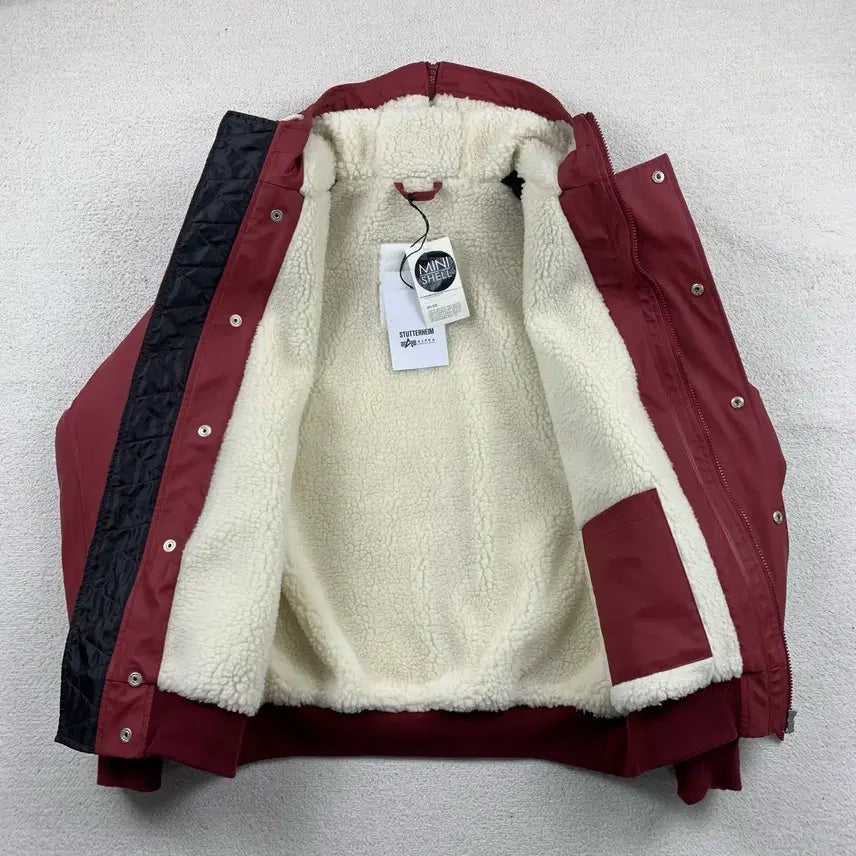 [BUNJANG] Alpha Industries x Stutterheim Faux Leather N-2B Jacket Red / 알파인더스트리 x 스투터하임 페이크 레더 N-2B 자켓 레드