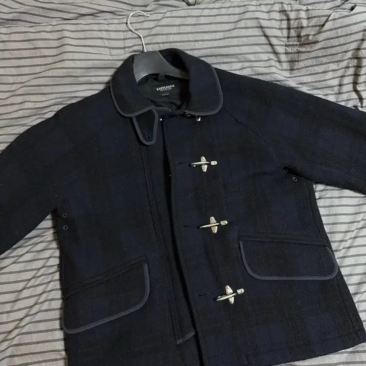 [BUNJANG] Eastlogue Fireman Jacket Navy Check Wool M / 이스트로그 파이어맨 자켓 네이비 체크 울 M