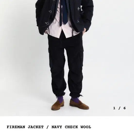 [BUNJANG] Eastlogue Fireman Jacket Navy Check Wool M / 이스트로그 파이어맨 자켓 네이비 체크 울 M