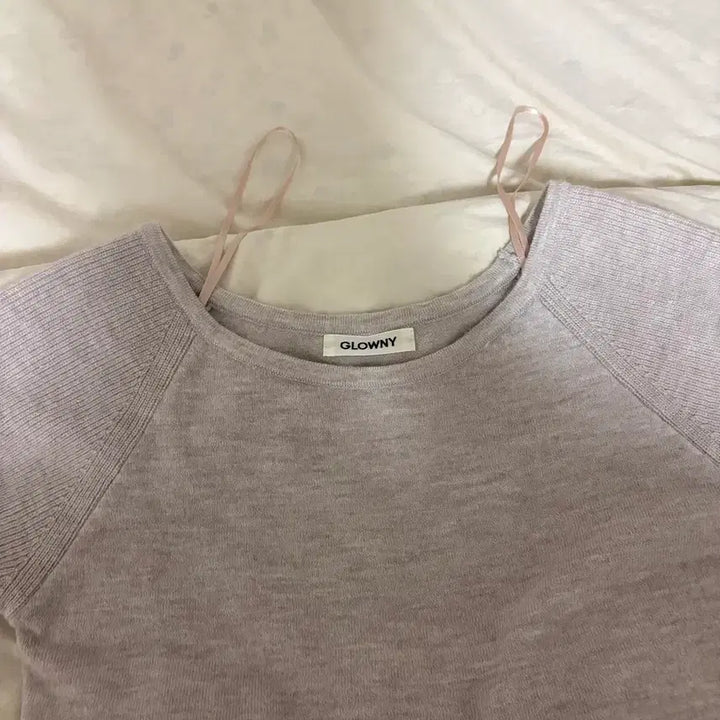 [BUNJANG] Glowny Bow Slit Short Sleeve Knit Top / 글로니 보우 슬릿 반팔 니트