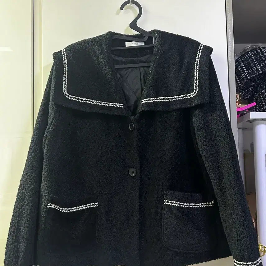 [BUNJANG] Gongguwoman Black Tweed Sailor Jacket (Big Size) / 공구우먼 블랙 트위드 세일러 자켓 빅사이즈