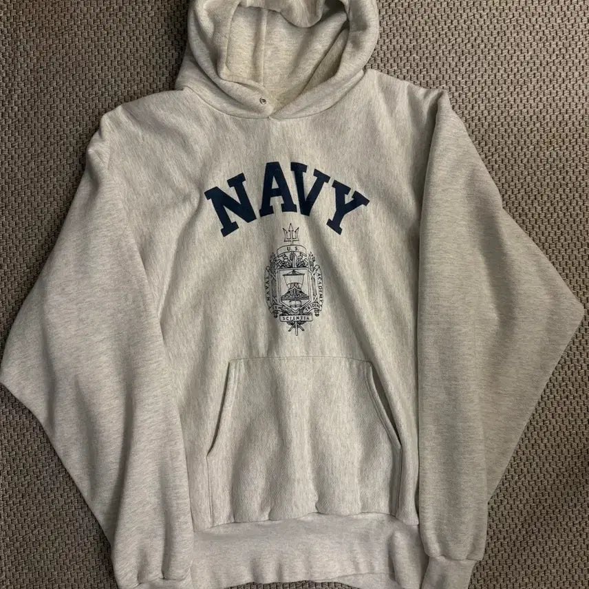[BUNJANG] US Navy Academy Reverse Weave Hoodie / 90s 미제 미해군사관학교 navy 리버스위브 후디