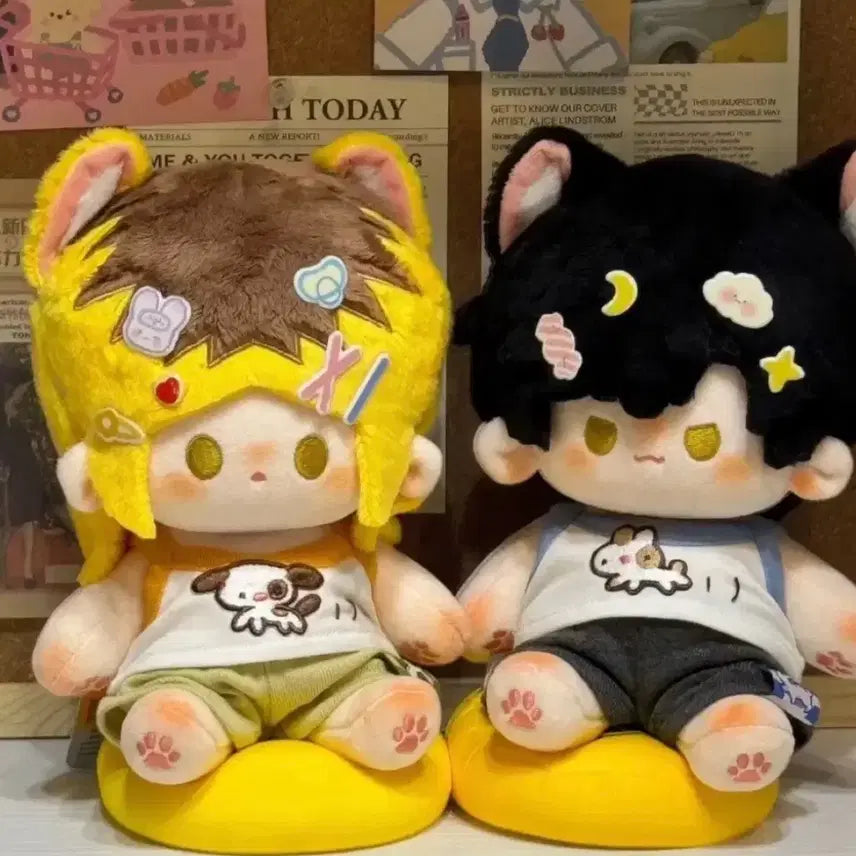 [BUNJANG] Haikyuu!! Kenma &amp; Kuroo Custom 20cm Plush Dolls (Bones, Elastic Ears) / 하이큐 코즈메 켄마 쿠로오 테츠로 속성 솜인형 인형 20cm 솜깅