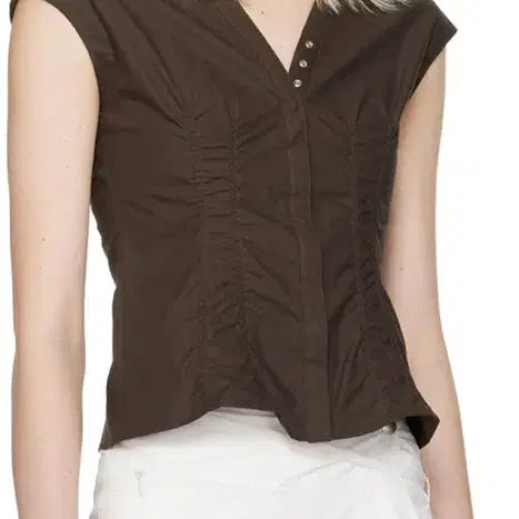 [BUNJANG] Low Classic Slit Shirt Brown / 로우클래식 캡 슬리즈 셔츠 브라운