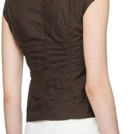 [BUNJANG] Low Classic Slit Shirt Brown / 로우클래식 캡 슬리즈 셔츠 브라운