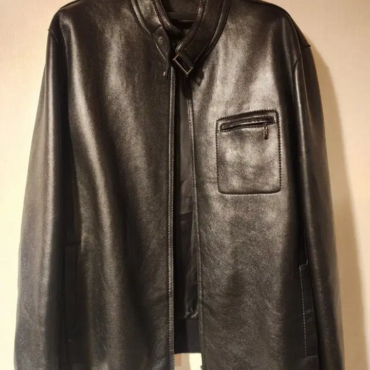 [BUNJANG] Vegetable Tanned Black Lambskin Leather Jacket (Size 110) / 제작 베지터블 블랙 남성 양가죽 자켓 110