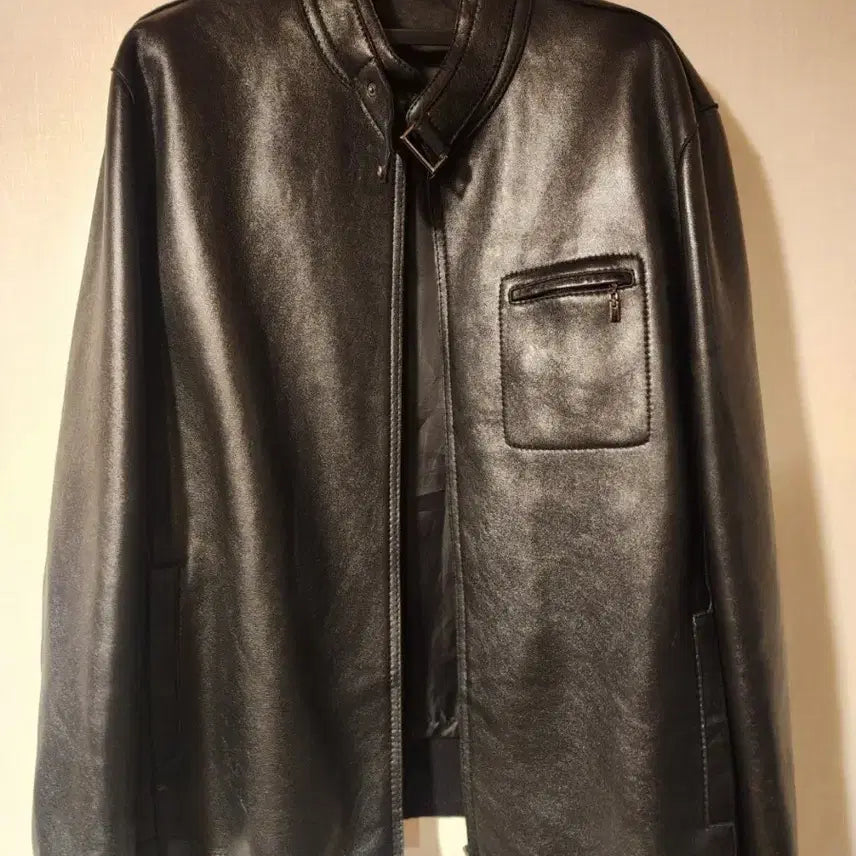 [BUNJANG] Vegetable Tanned Black Lambskin Leather Jacket (Size 110) / 제작 베지터블 블랙 남성 양가죽 자켓 110