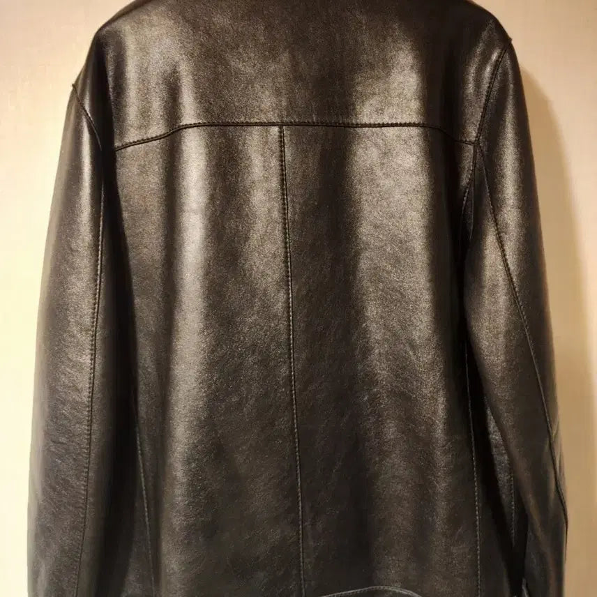[BUNJANG] Vegetable Tanned Black Lambskin Leather Jacket (Size 110) / 제작 베지터블 블랙 남성 양가죽 자켓 110