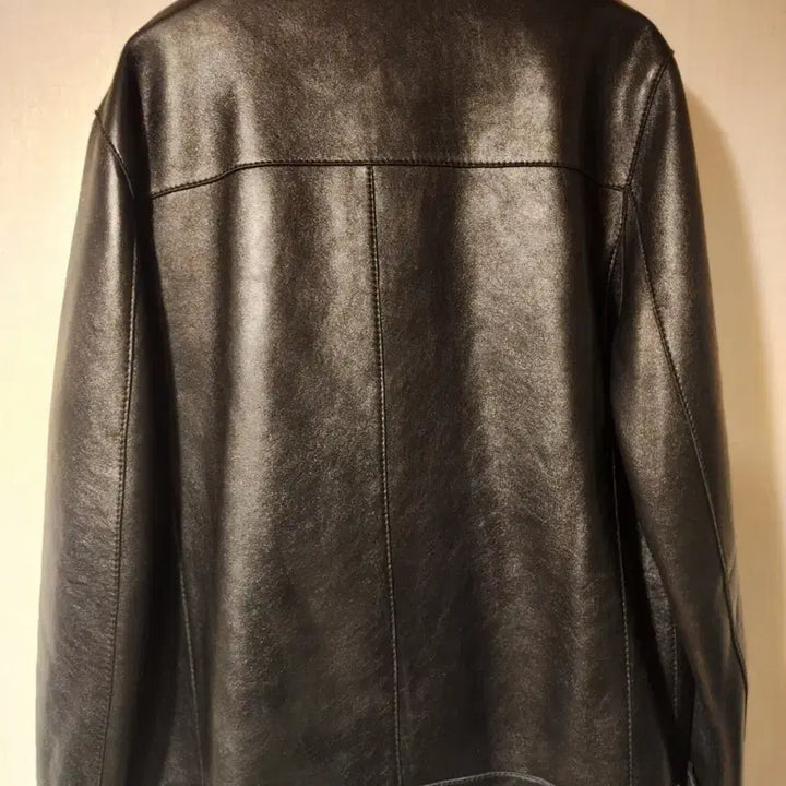 [BUNJANG] Vegetable Tanned Black Lambskin Leather Jacket (Size 110) / 제작 베지터블 블랙 남성 양가죽 자켓 110