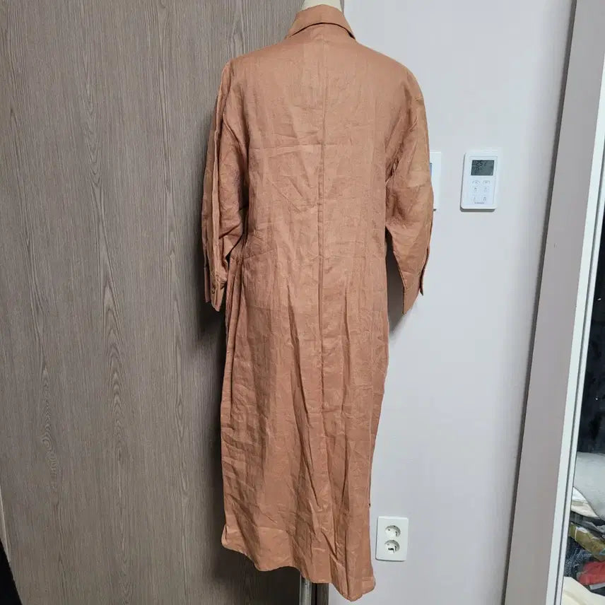 [BUNJANG] Laurel Linen 100% Long Shirt Dress / 라우렐 미사용품 린넨100% 셔츠 롱 원피스 브라운