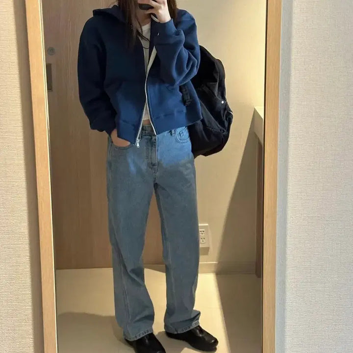 [BUNJANG] Ged Crop Hoodie Zip-Up / Ged CROP HOODIE ZIP-UP