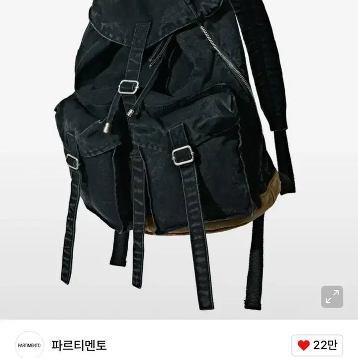 [SOLD OUT] 파르티멘토 워시드 코튼 럭색 블랙