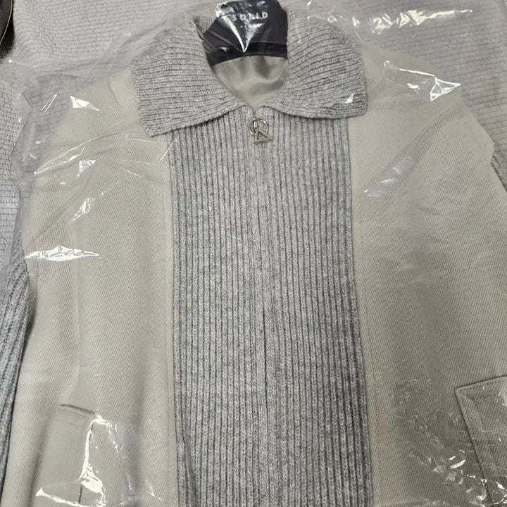 [BUNJANG] Solid Homme Gray Knit Mix Jacket / 솔리드옴므 그레이 니트 믹스 자켓 새상품(48)
