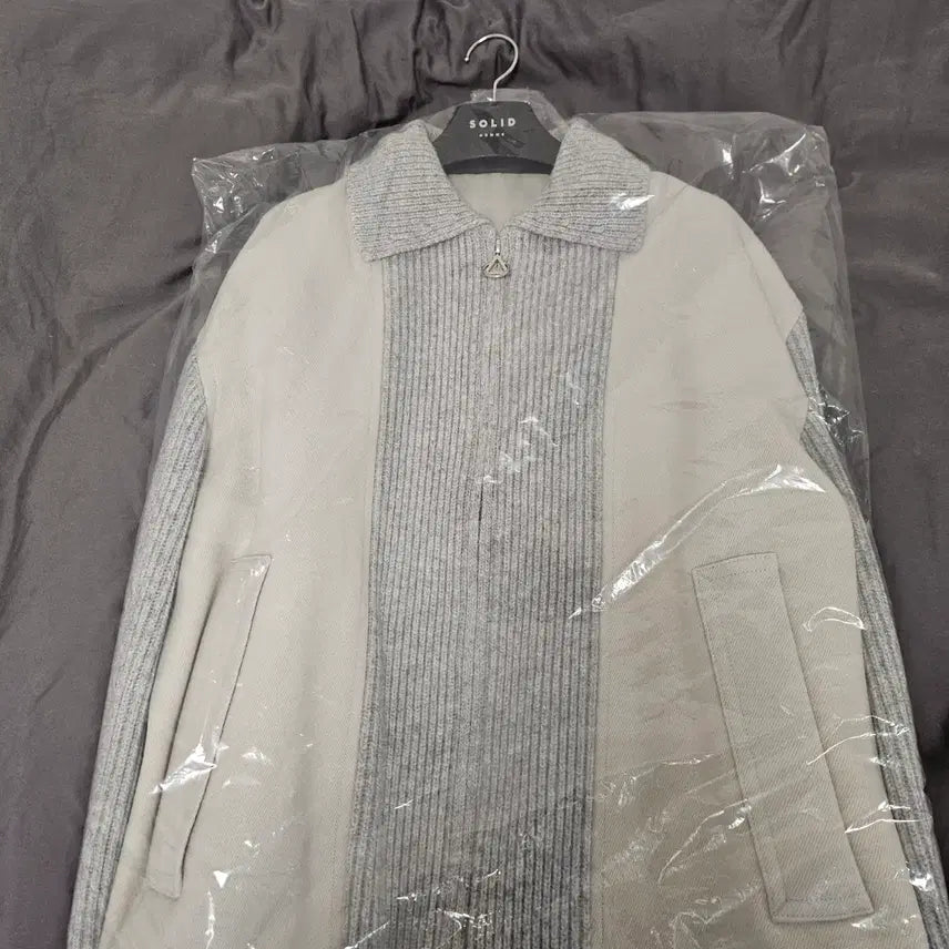[BUNJANG] Solid Homme Gray Knit Mix Jacket / 솔리드옴므 그레이 니트 믹스 자켓 새상품(48)