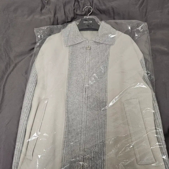 [BUNJANG] Solid Homme Gray Knit Mix Jacket / 솔리드옴므 그레이 니트 믹스 자켓 새상품(48)