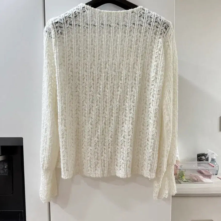[BUNJANG] White Tweed Lace See-Through Cardigan / 5/26까지 트위드느낌 레이스 시스루 화이트 가디건