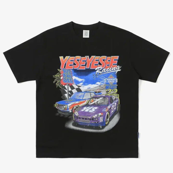 [BUNJANG] YesEyeSee Racing Black Short Sleeve T-Shirt L / 예스아이씨 레이싱 블랙 반팔 티셔츠 L