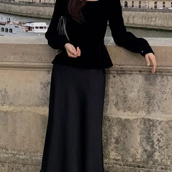 [BUNJANG] Edmore Monthly Satin Skirt - Black - Size S / 에드모어 먼슬리 샤틴 스커트 블랙 s