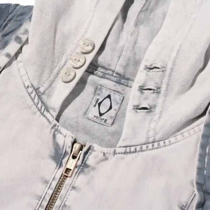 [BUNJANG] MSCHF Bleached Cut-Off Hoodie Jacket (Gray, Size M) / (새학기세일) MSCHF 블리치드 컷오프 후디자켓 그레이 (사이즈m)