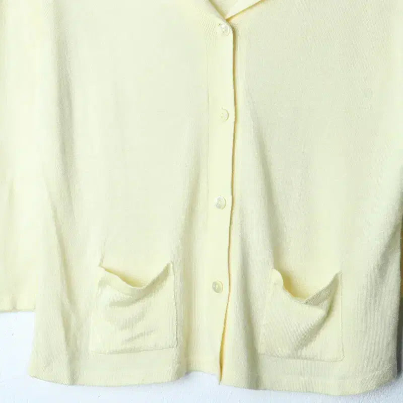 [BUNJANG] W(F) HANSUM Knit Cardigan / W(F) 니트 가디건 한섬 7부 카라 노랑-1762B