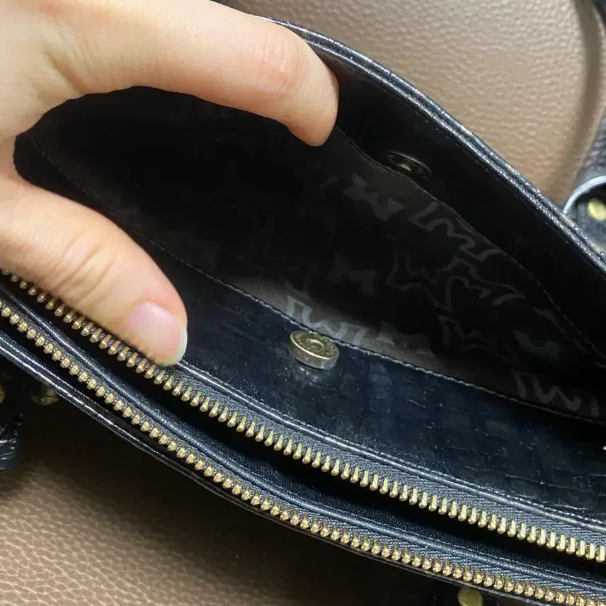 [BUNJANG] Metsi City Black Crocodile Leather Tote Bag / 메트로시티 블랙 크로커 가죽 토트백